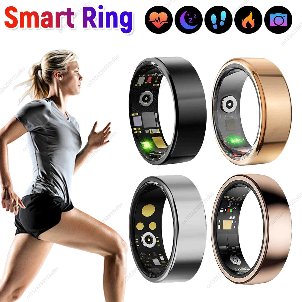 Smart Ring Health Tracker IP68 Waterproof Sleep Tracker Ring with Heart Rate Multi-Sport Modes up to 7-Day Battery for Women Men
