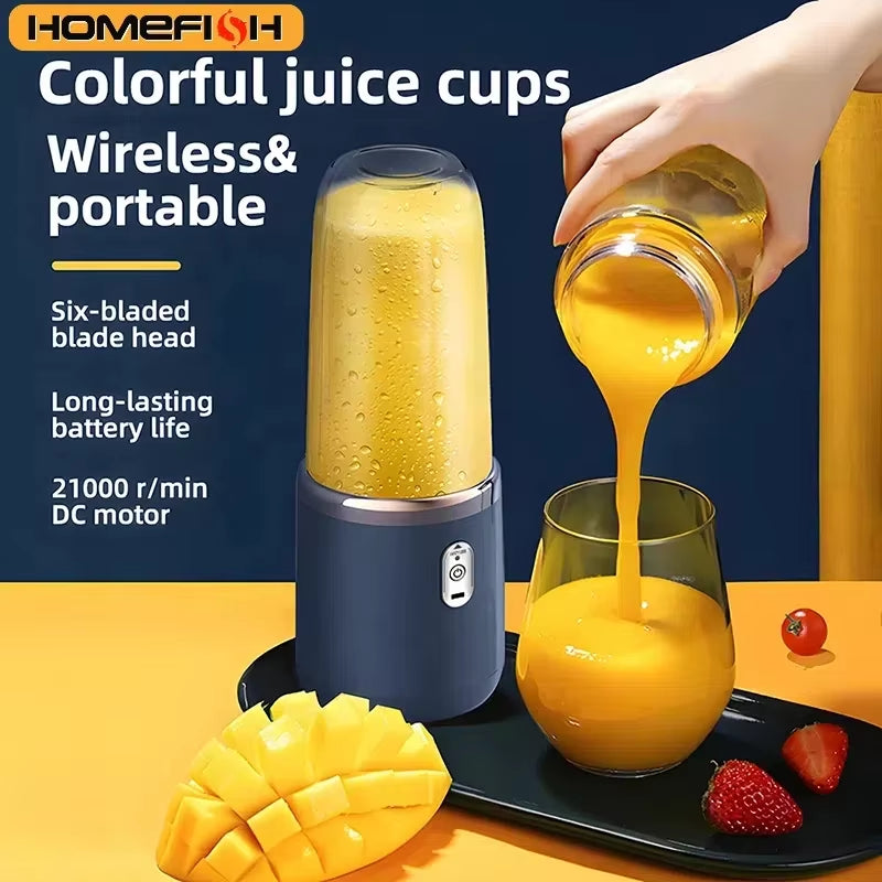 Portable Blender Bottle Electric 6 Blades Multifunction Juice Blender Fresh Juice Smoothie Blender Ice Crushcup Food Processor