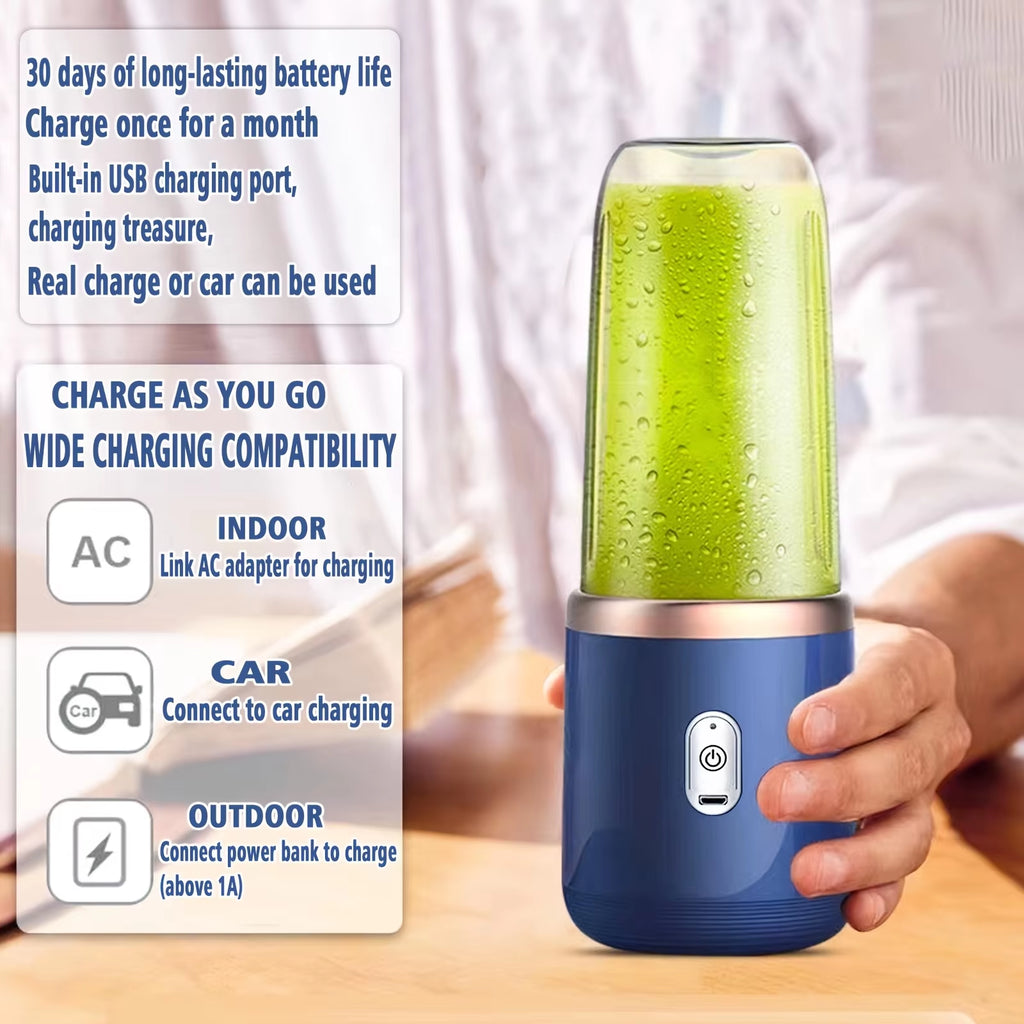 6 Blade 400ML Portable Blender Electric Juicer Cup for Travel Portable Juicer Mixer Usb Fresh Fruit Juice Blender Smoothie