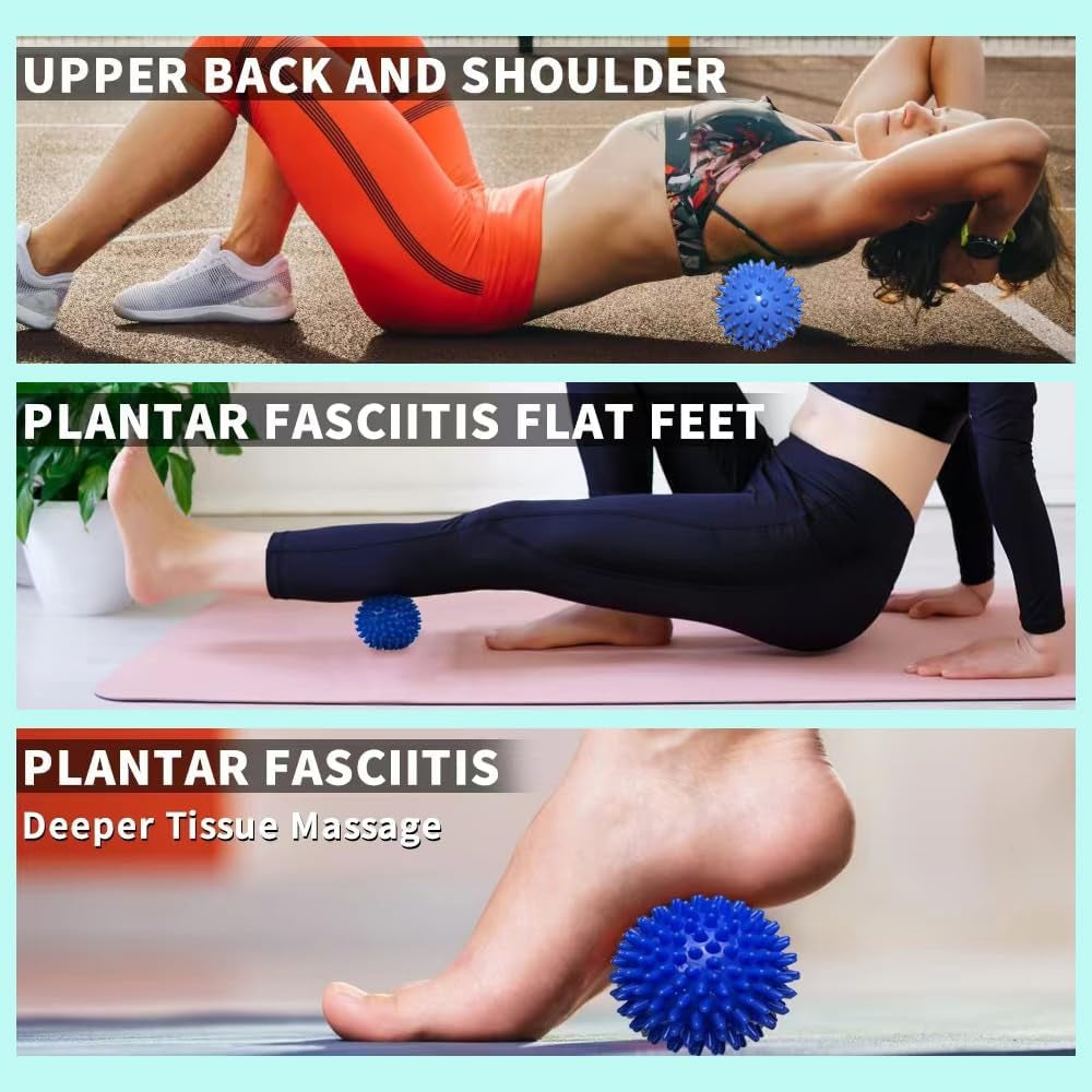 Spiky Massage Ball for Feet. Foot Massage Ball Massager for Plantar Fasciitis. All over Body Trigger Point Therapy, Muscle Recovery, Pain Relief.Pack of 2