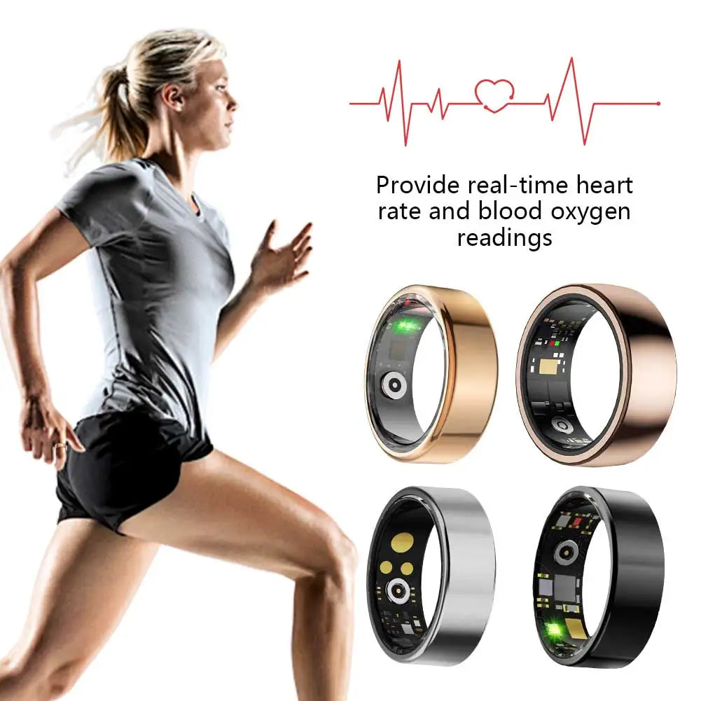 Smart Ring Health Tracker IP68 Waterproof Sleep Tracker Ring with Heart Rate Multi-Sport Modes up to 7-Day Battery for Women Men