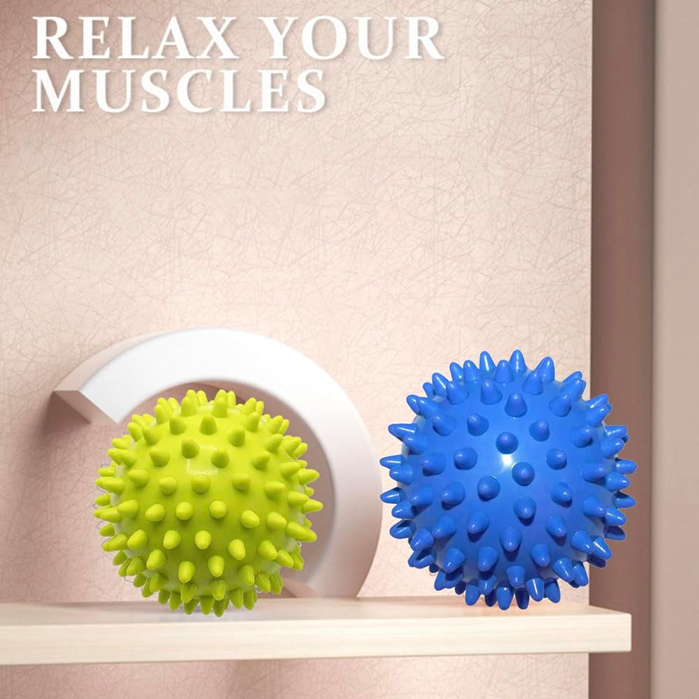 Spiky Massage Ball for Feet. Foot Massage Ball Massager for Plantar Fasciitis. All over Body Trigger Point Therapy, Muscle Recovery, Pain Relief.Pack of 2